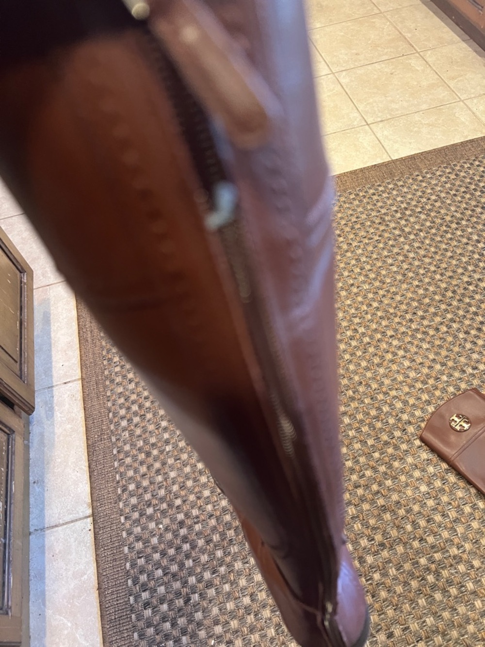 Tory Burch Brown Leather Knee-High Riding Boots with Gold Logo 8 - Picture 5 of 5